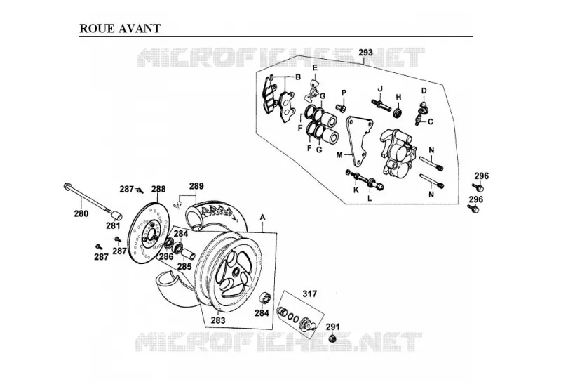 ROUE AVANT Kymco scooter 125 SPACER SPACER 125 12 4T  SPACER 125 12 4T