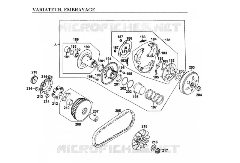 VARIATEUR / EMBRAYAGE Kymco scooter 125 SPACER SPACER 125 12 4T  SPACER 125 12 4T