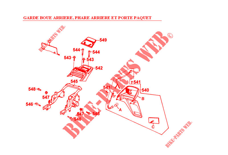 GARDE BOUE ARRIERE / FEU ARRIERE pour Kymco STRYKER 125 4T
