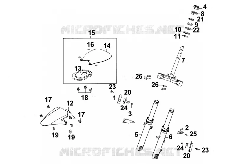FOURCHE Kymco scooter 125 SUPER SUPER 8 125 4T EURO III  SUPER 8 125 4T EURO III