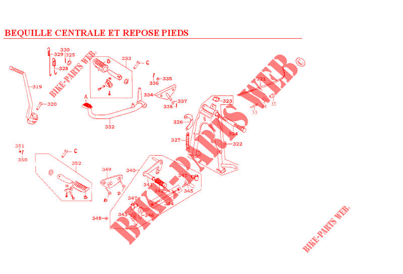 BEQUILLE CENTRALE / REPOSE PIEDS pour Kymco ZING 125 4T