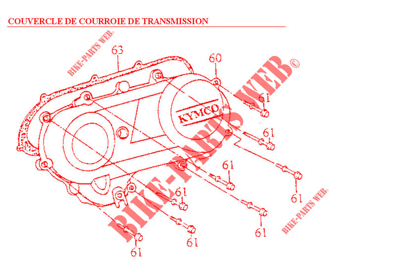 COUVERLCE DE COURROIE DE TRANSMISSION pour Kymco COBRA 50 2T