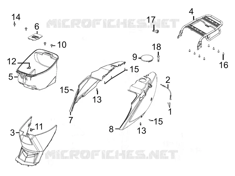 CARENAGES ARRIERE Kymco scooter 125 AGILITY AGILITY 125 CARRY 4T EURO III  AGILITY 125 CARRY 4T EURO III